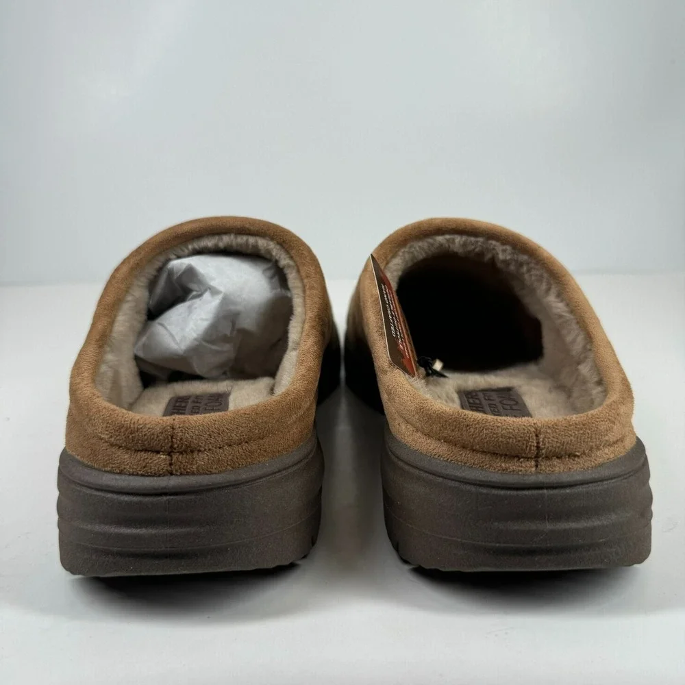 Skechers Murette Garvanza Men's US 10 Tan Quilted Faux Fur Mule Slippers 204636